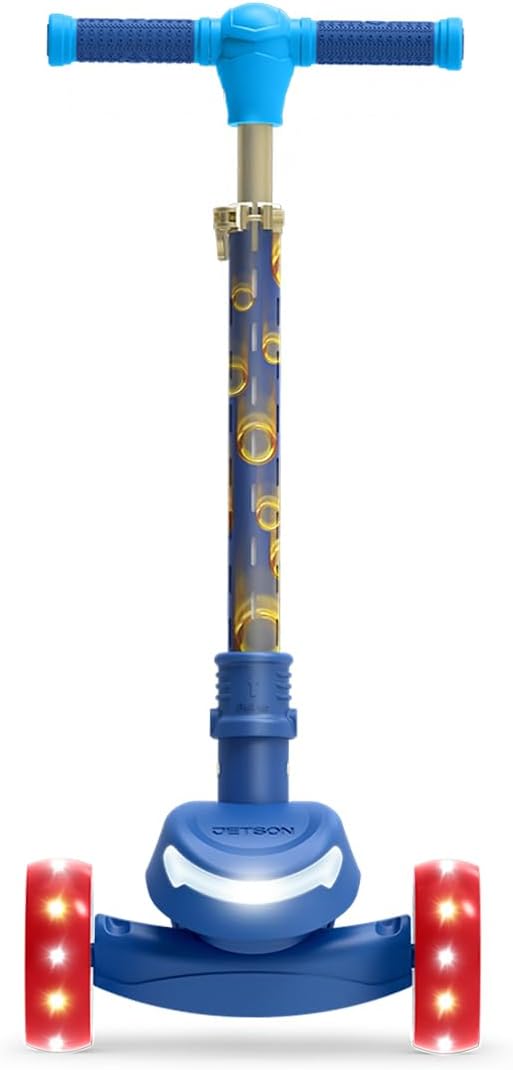 Jetson Character Kids Kick Scooter, LED Lights on Stem & Light-Up Wheels, Lightweight Frame, Height-Adjustable Handlebar, Lean-to-Steer System, Easy-Fold Mechanism