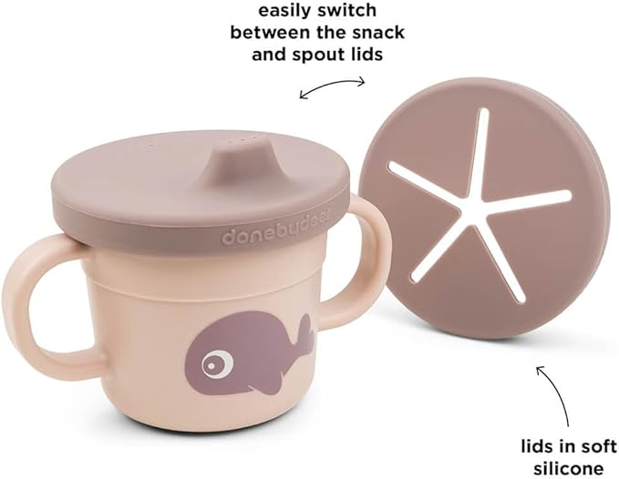 Done by Deer Foodie Spout & Snack Cup Wally Powder – Spill-Proof Toddler Cup for Snacks and Drinks – Travel-Friendly, Easy to Clean, Perfect for 6-Month-Olds