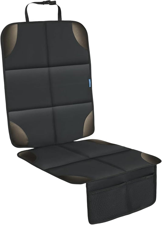 Car Seat Protector for Child Carseat, 1 Pack Protect Car Seats Cover for Baby with Thickest Padding and Non-Slip Padded Backing Mesh Pockets Kids Pets Car Back Seat Protectors(Darkgrey)