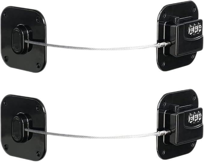 Child Safety Cabinet Locks, Fridge Lock with Combination, Closet Lock,Cabinet Lock,Child Proof Refrigerator Lock(Black 2Pcs)