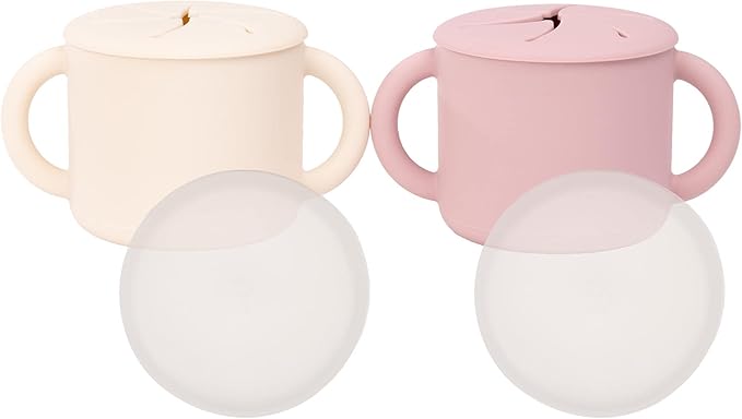 WeeSprout Snack Containers, Food Grade Silicone Snack Cups, Spill-Proof Tops For Toddlers and Babies, Premium Hard Plastic Travel Lids, Dishwasher Safe Toddler and Baby Cups,