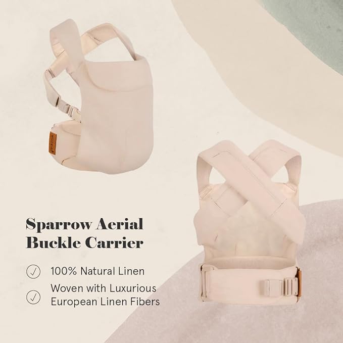 WildBird - Aerial Carrier - 7 to 45 lbs - for Moms, Dads & Caregivers - 100% Natural European Linen Fibers - Versatile & Adjustable - Large Size - Sparrow Fabric