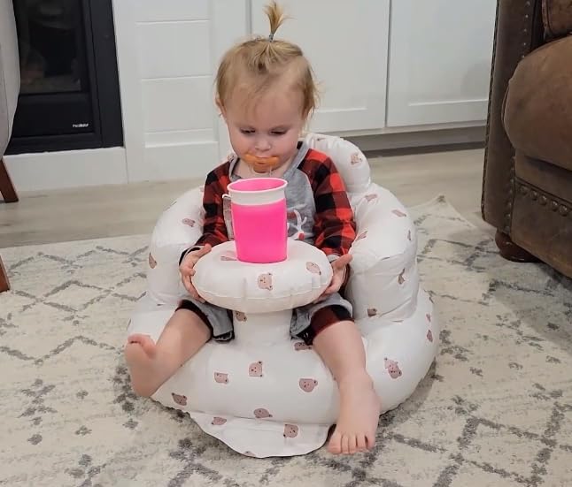 Little Angels Inflatable Seat with Tray for Toddlers 3-36 Months, Built-in Air Pump, Summer Baby Support Chair for Sitting Up