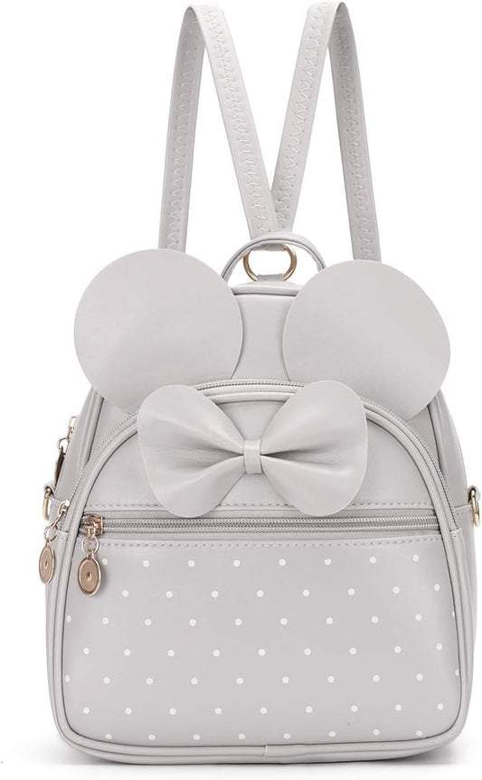 KL928 Girls Bowknot Polka Dot Cute Mini Backpack Small Daypacks Convertible Shoulder Bag Purse for Women