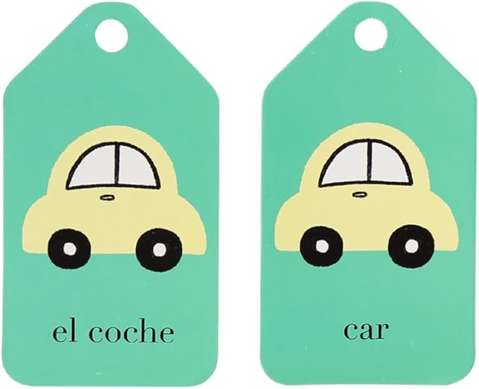 Spanish English Flash Cards - Bilingual Toddler First Words Flashcards – 26 Educational, Colorful, Double-Sided Vocabulary Cards – Sight Words for Toddler Games, ESL Kids & Preschoolers
