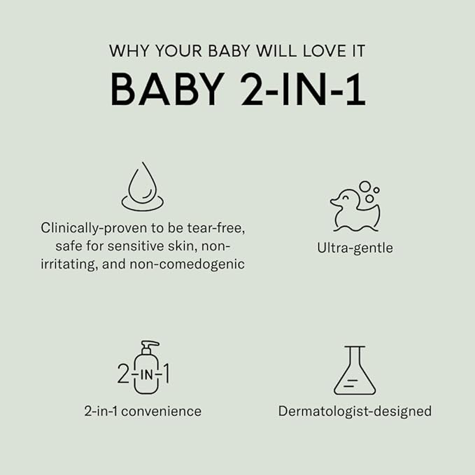 SEEN Baby 2-in-1 Shampoo & Body Wash – Fragrance-Free, Tear-Free & Non-Irritating – Dermatologist-Developed Gentle Cleanser for Sensitive & Eczema-Prone Skin
