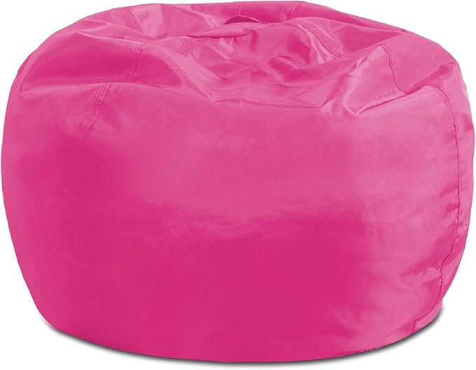 Posh Creations Structured Comfy Seat for Playrooms and Bedrooms, Large Bean Bag Chair, 100in Round Classic Bean Bag, Pink