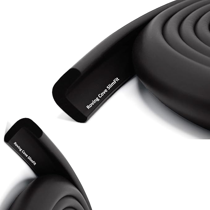 Roving Cove Slim-Fit Edge Protector for Baby Proofing (9ft Small Edge Only), Soft Rubber Foam, Furniture Edge Bumper Guard, Desk Edge Cushion, 3M Adhesive, Onyx Black