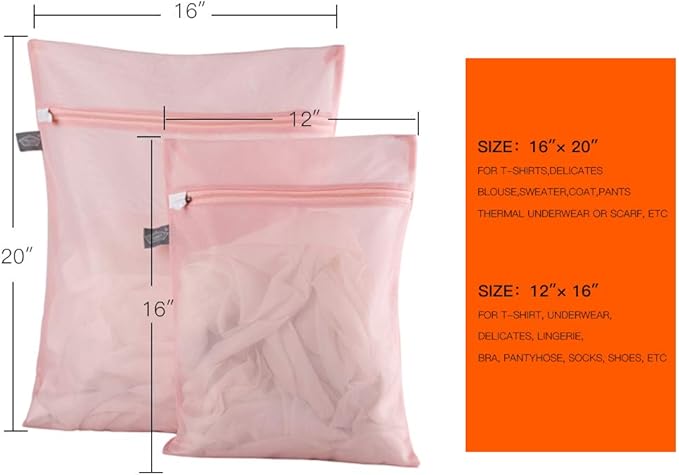 Kimmama Laundry Bag Mesh Wash Bags, Washing Machine Wash Bag, Net Washer Sack with Zipper, Dryer Pouch for Cleaning and Drying Cloths, Garment, Delicates, T-shirt, Underwear, Bra, Pant, Small Toys