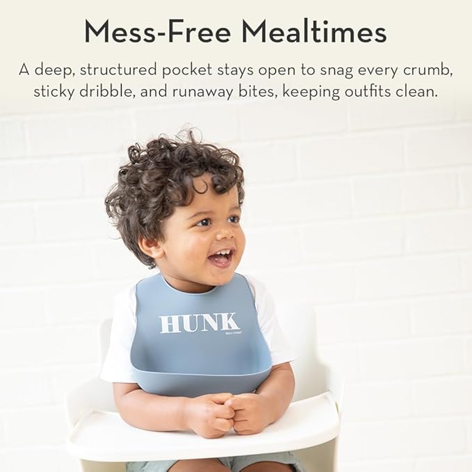 Baby Bib for Eating by Bella Tunno, Waterproof Silicone Bib with Large Food Catcher, Adjustable Fit for Babies 4-12 months & Toddlers 1-3 Years, Boys & Girls, Game Day