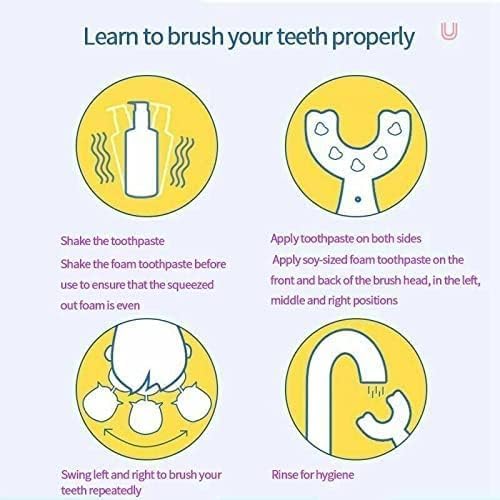 Kids Electric Toothbrush，Toddler Toothbrush Waterproof Battery Powered 360 Automatic Sonic u Shaped Toothbrushes for 2-7 Years Old for Boys Girls，with 2 Replacement Brush Heads（Blue）