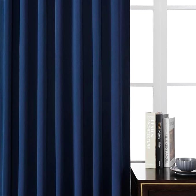 Joydeco Custom Blackout Curtains for Bedroom, 1 Panel Room Darkening Curtains & Drapes for Living Room Window Rod Pocket Back Tab (Custom Size,Navy Blue)