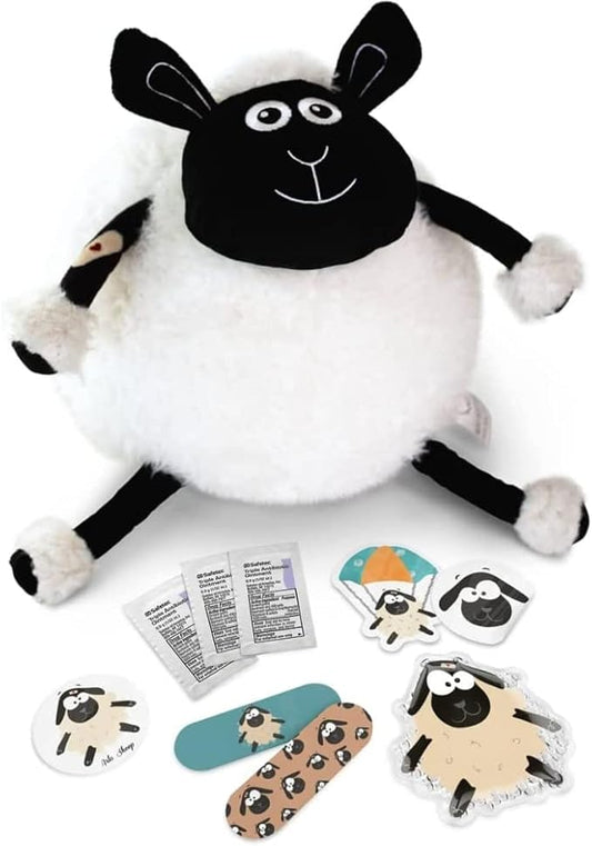 Plush First Aid for Home - Aid Kit for Kids - Toddler First Aid Kit - Mini Boo Boo Kit – Emergency First Aid Kit Classroom – Arlo Sheep Plush Bag