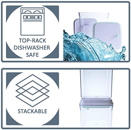 BopTop (2pc Set) Airtight Food Storage Container – Mechanical Silicone Seal Canister - BPA-Free Stackable - 1.5Qt/.5Qt