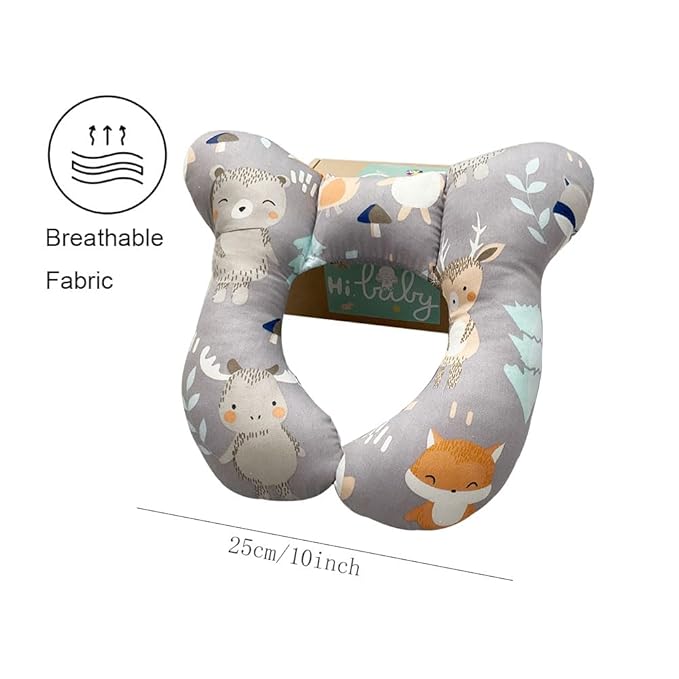 Baby Neck Pillows, Comfortable Baby Travel Head Neck Support Pillow for Car Seat Stroller Pushchair, Soft PP Cotton Travel Pillow for 0-1 Year Old Toddler Infant Newborn, Fox