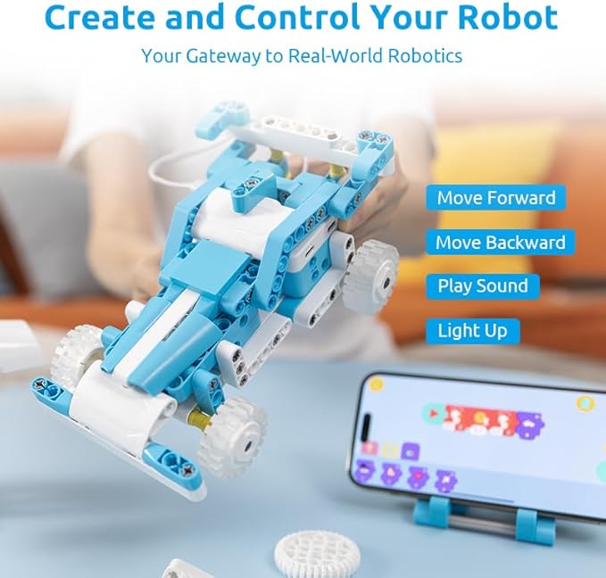 WhalesBot D1 21-in-1 STEM Coding Robot Kit for Kids (Ages 4-10), 280+ Pieces Educational Building Set with APP-Controlled & Programming, 3D APP Guidance, Ideal Toy Gift for Boys & Girls