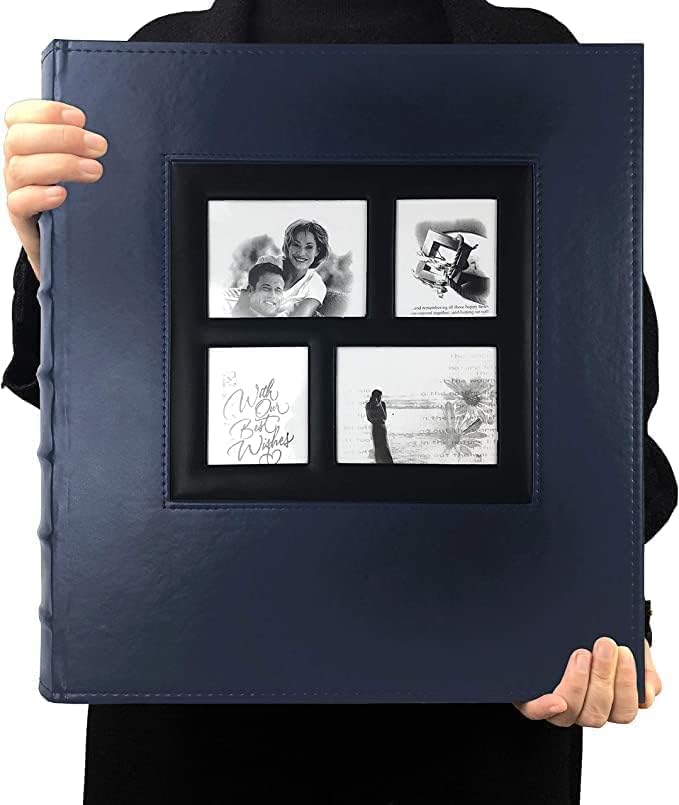 RECUTMS 600 Photo Album 4x6 Pockets Photo, Leather Cover Large Capacity Family Wedding Picture Albums Holds 600 Horizontal and Vertical Photos (Blue)
