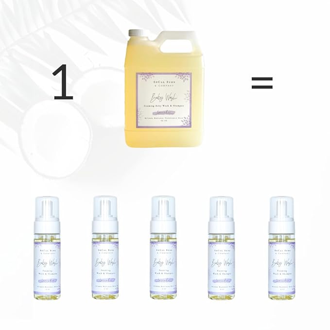 SoCal Suds & Company - 2-in-1 Organic Foaming Baby Shampoo & Body Wash Castile Soap Refill - Gentle Body Soap and Shampoo for Sensitive Skin - Nourishing Ingredients - Newborn Baby - Lavender, 32oz