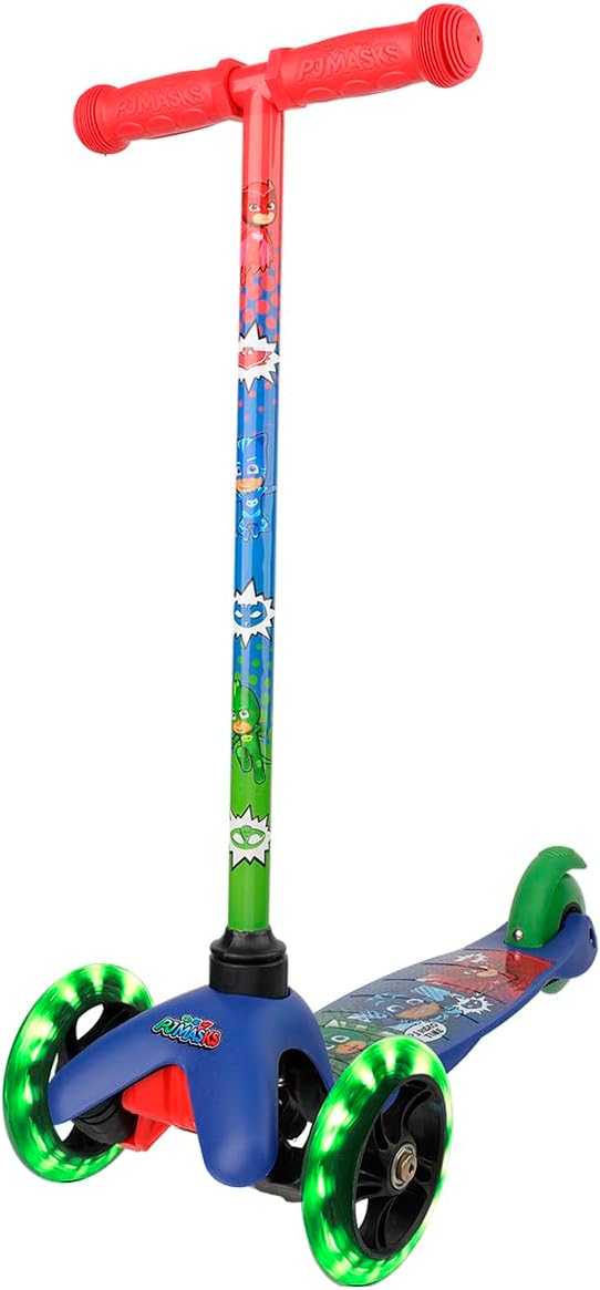 PJ Mask Self Balancing Kick Scooter with Light Up Wheels, Extra Wide Deck, 3 Wheel Platform, Foot Activated Brake, 75 lbs Limit, Kids & Toddlers Girls or Boys, for Ages 3 and Up