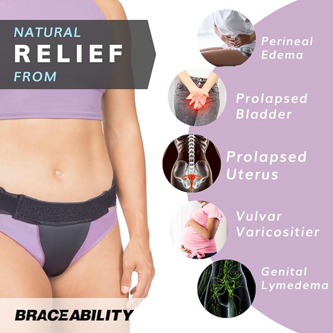BraceAbility Pelvic Pro Prolapse Belt - Patented, Original Uterus Support Brace for Women Treating Dropped Bladder, Uterine Prolapse, Vulvar Varicosities, Postpartum, Symphysis Pubis Dysfunction (XL)