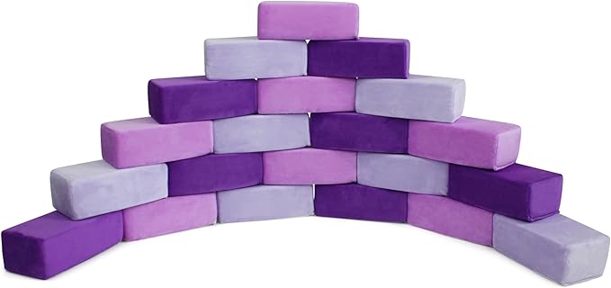 The Original Premium Plush Building Block for Kids - Certified Safe Foam Blocks in Luxuriously Soft Fabric Covers - Set of 24 (Grape)