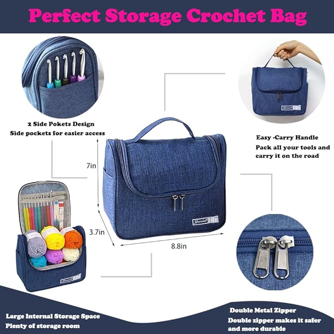 Yarniss Crochet Kits for Beginners, All in One Crochet Kits with 840 Yards Crochet Yarn, 10 Size Ergonomic Crochet Hooks 2.0mm~6.5mm