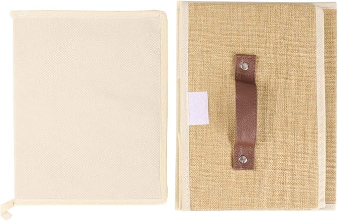 Lucky Monet Storage Bins Boxes with Lids 2 Pack Decorative Storage Boxes Collapsible Fabric Storage Basket Containers Lidded Storage Cube for Organizing Closet Home Office, 10"x 8"x 7" (Khaki)