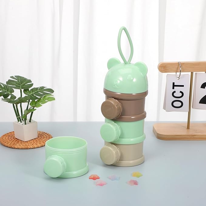 IMIKEYA Stackable Formula Dispenser - 4-Layer Milk Powder Container for Travel Light Green