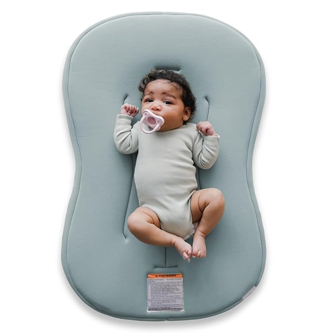 Snuggle Me® Baby Lounger Curve (0-6 Months) - Premium Organic Cotton with Foam Core, Machine-Washable Cover, Buttery-Soft & Breathable Infant Lounger with Travel Bag (30 in x 20 in x 1.9 in) - Slate