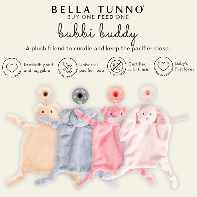Pacifier Holder with Detachable Pacifier by Bella Tunno, Soft Animal Lovey Snuggle Toy Attaches to Teethers, Baby Gift for Newborn Boys and Girls, Babies 0+ Months, Dog
