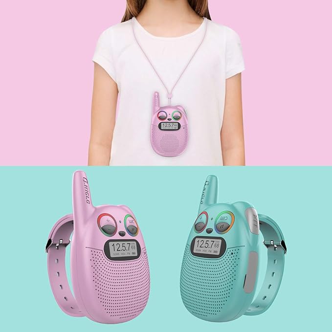 Qniglo Walkie Talkies for Kids Rechargeable, 3-14 Year Old Girls,Boys Gifts,Kids Walky Talky with FM for Outdoor Camping Games,Christmas Birthday Gift for 5 - 10 Year Old Teens Toddlers
