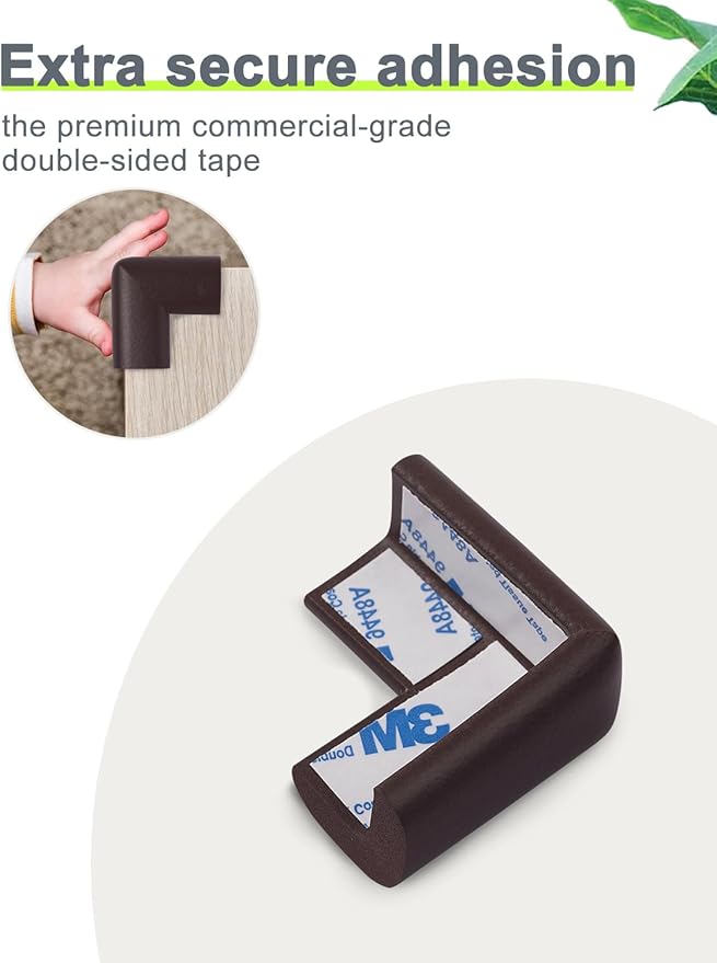 Foam Corner Protector Edge and Corner Guard, with 19 feet Length Foam Safety Bumpers, Baby Proofing Safety Table Corner Protectors (Coffee)