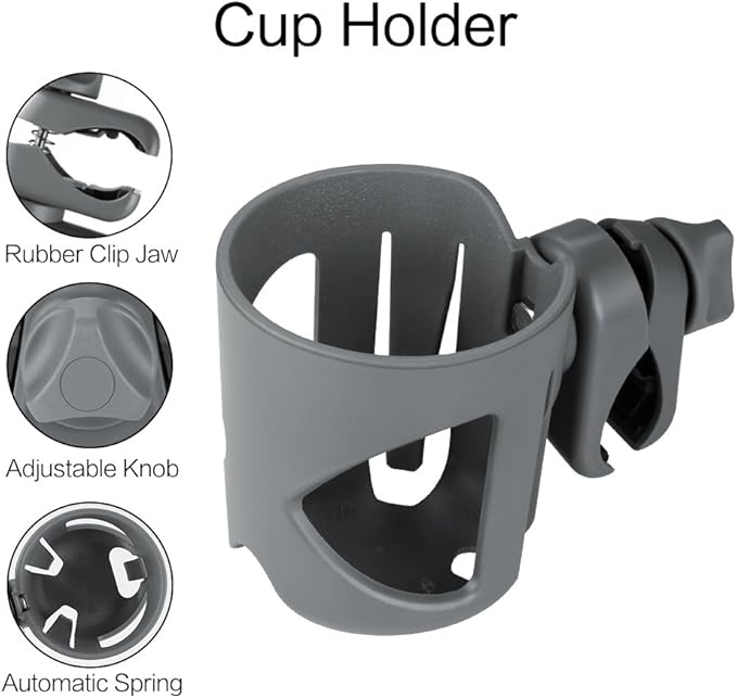 Accmor Universal Cup Holder, Stroller Cup Holder, 360° Rotatable Large Caliber Designed Bottle Holder for Stroller, Bike, Wheelchair, Walker, Scooter, Grey