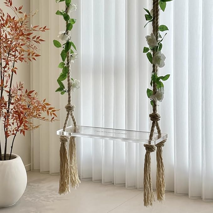 Transparent Acrylic Swing，Adjustable Rope Tree Swing Set for Kids & Adults 550 lbs Load Capacity Non-Slip Thickening Playground Swing Set Accessories Ideal for Indoor & Outdoor