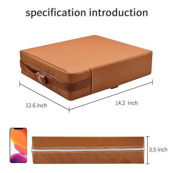 Toddler Booster Seat for Dining Table, PU Washable Double Safe Straps Non-Slip Bottom Booster Seat Dining Toddler, Portable Travel Increasing Cushion (Brown)