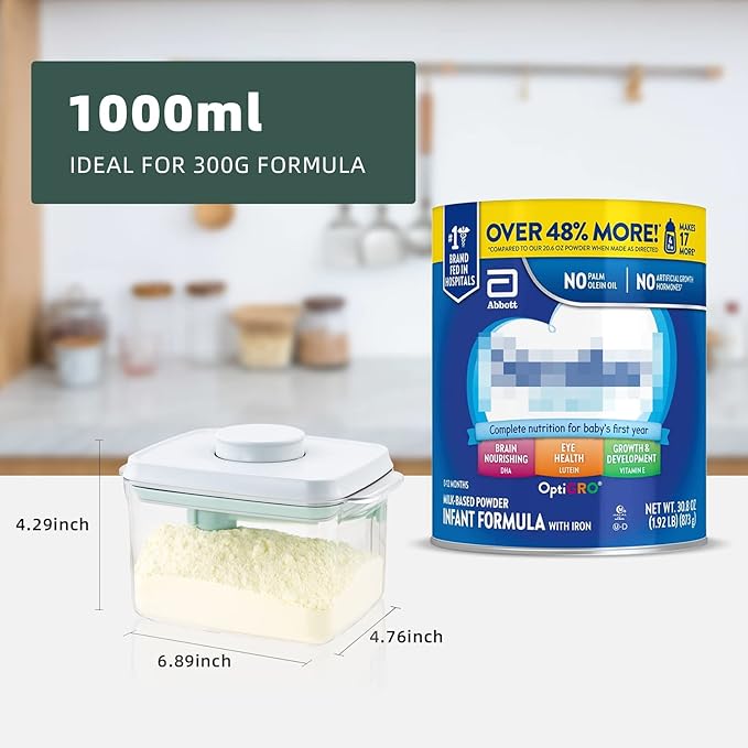 1000ml Formula Travel Container Airtight Formula Dispenser On The Go, 11OZ, 0.66LB, 300g, Clear