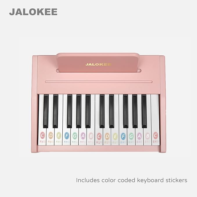 Kids Piano Keyboard, Digital Piano for Kids, Music Educational Instrument Toy, Wood Toy for 3+ Girls and Boys (Pink, 25 Keys)