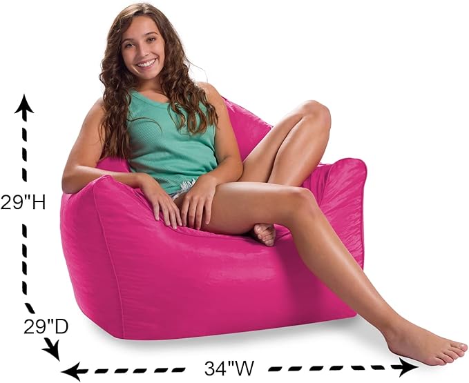 Posh Creations Structured Comfy Seat for Playrooms and Bedrooms, Large Bean Bag Chair, Malibu Lounge, Pink