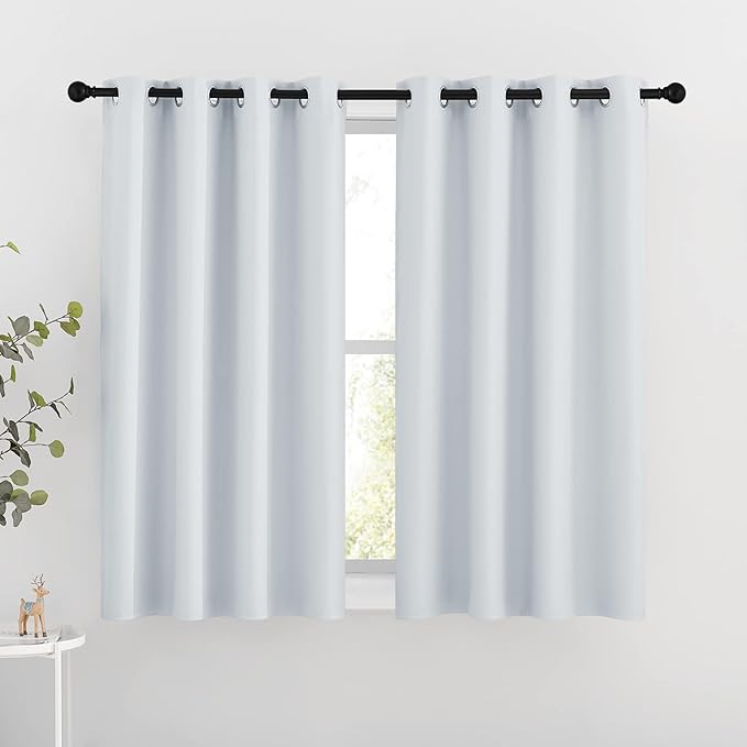 NICETOWN Room Darkening Curtain Panels - Window Treatment Thermal Insulated Grommet Light Blocking Curtains Drapes for Bedroom/Home Office (2 Panels, 46 by 54, Greyish White)