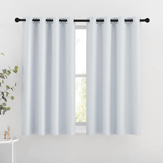 NICETOWN Room Darkening Curtain Panels - Window Treatment Thermal Insulated Grommet Light Blocking Curtains Drapes for Bedroom/Home Office (2 Panels, 46 by 54, Greyish White)
