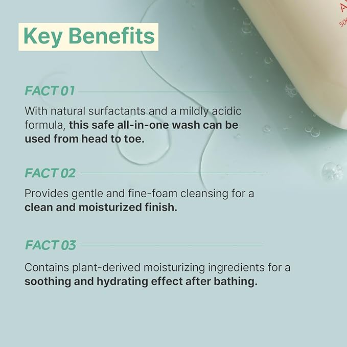 AVCA Baby & Kids All-in-One Shampoo & Wash for Sensitive Skin and Gentle Cleansing 500ml/16.90fl. oz.