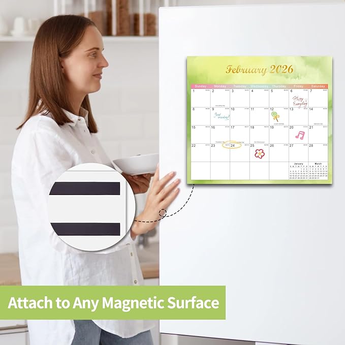 2025-2027 Magnetic Fridge Calendar 21 Monthly Magnetic Calendar for Refrigerator Planner Runs from October 2025 Until June 2027 Easy Organizing Markers Tearable (Colorful)