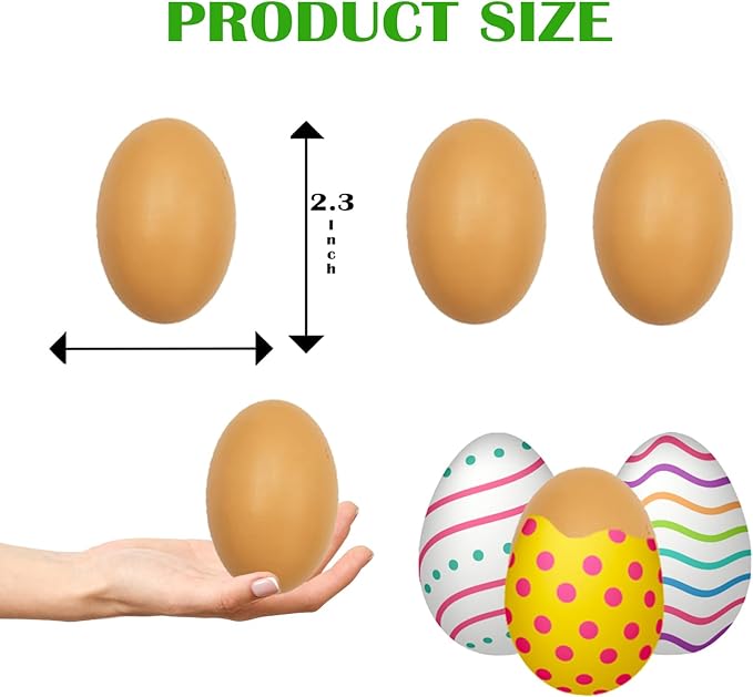 Smooth Brown Wooden Easter Eggs, Perfect for Easter Crafts, Décor and Egg Hunts, 2.3" Inches (24-Pack)