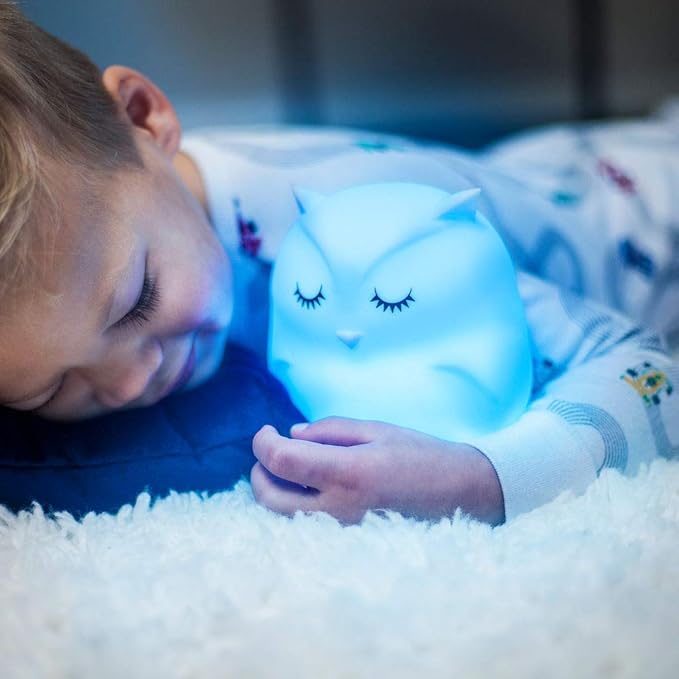 Lumipets Remote Control Silicone Night Light for Kids - Owl Design with 9 Soft Colors & Sleep Timer - Rechargeable, Battery-Operated Lamp for Bedroom | Baby Nursery, Toddler, Girls, Boys