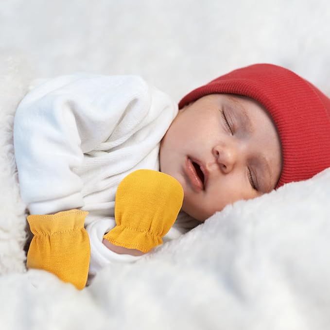 BQUBO Newborn Infant Toddler Mittens No Scratch Cotton Elastic Wrist Gloves Hypoallergenic for 0-6 Months Baby Boys Girls