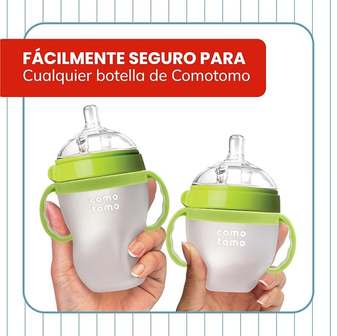 Botabee Baby Bottle Handle Grip for Comotomo 5 Ounce and 8 Ounce Silicone Bottles - Pack of 3 (Green)