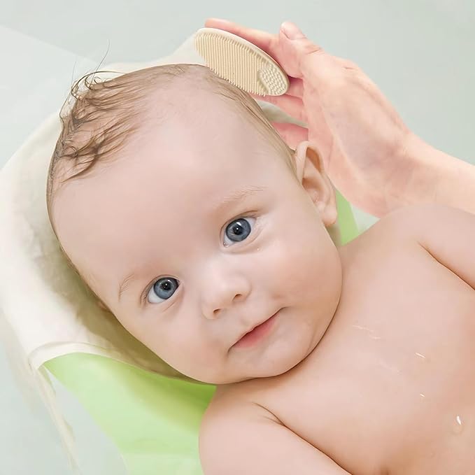 PandaEar 3 Pack Baby Brush and Comb Set Newborn, Silicone Cradle Cap Brush for Babies, Soft Newborn Hair Brush with Soft Goat Bristles, Wooden Toddler Comb Hairbrush Set for Boys and Girls