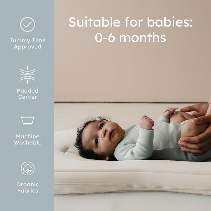Snuggle Me® Baby Lounger Curve (0-6 Months) - Premium Organic Cotton with Foam Core, Machine-Washable Cover, Buttery-Soft & Breathable Infant Lounger with Travel Bag (30 in x 20 in x 1.9 in) - Natural