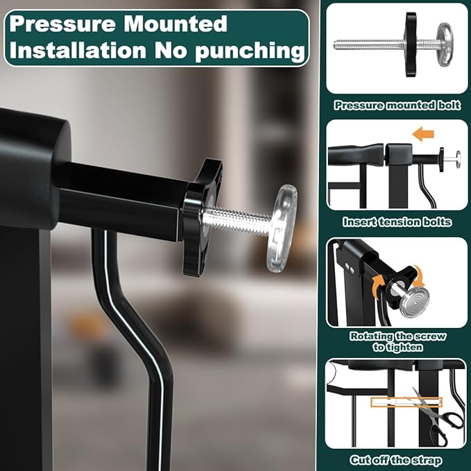 62.5"-71.6" Extra Wide Baby Gate for Doorways No Drill, Pressure Mounted Dog Gate Indoor, Walk Thru Pet Gate for Cat Dog Child,Pet Gates for The House Doorway Black