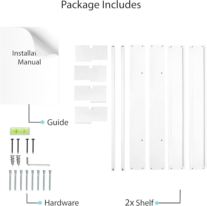 Brightmaison Polynez 30" Floating Shelves for Nursery & Kids, Multiuse Wall Shelf Set of 2 Wood Floating Shelf White